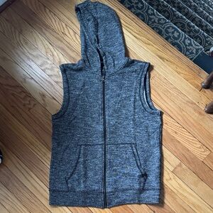 21men Charcoal Zip-Up Sleeveless Hoodie